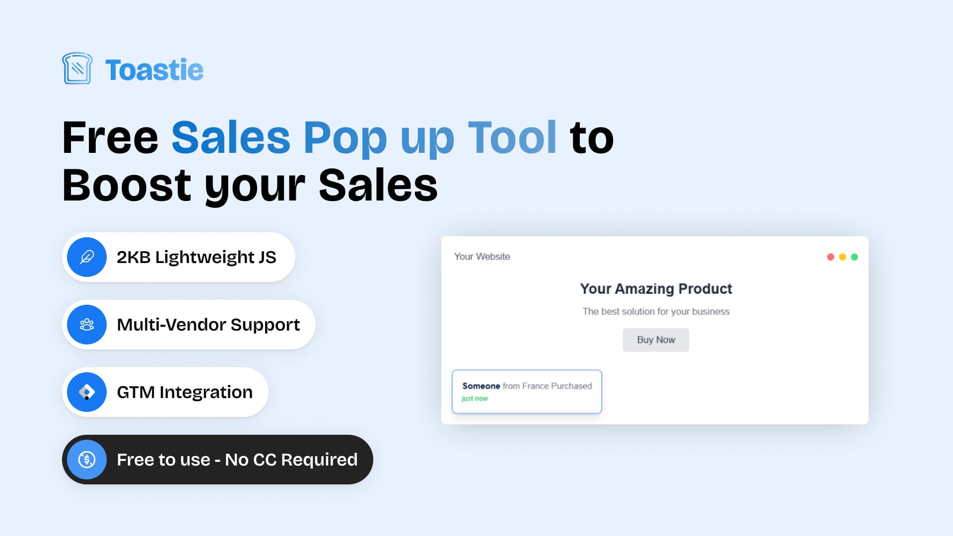Toastie - Free Sales Pop up Tool