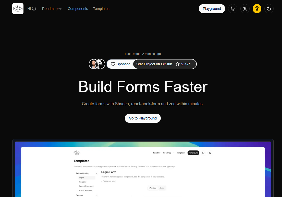 Shadcn/ui example project - A form Builder