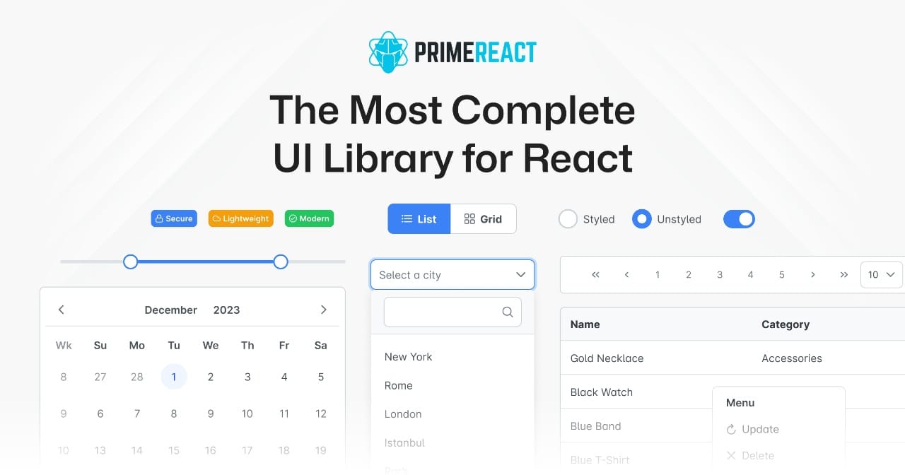PrimeReact - React ui Component library